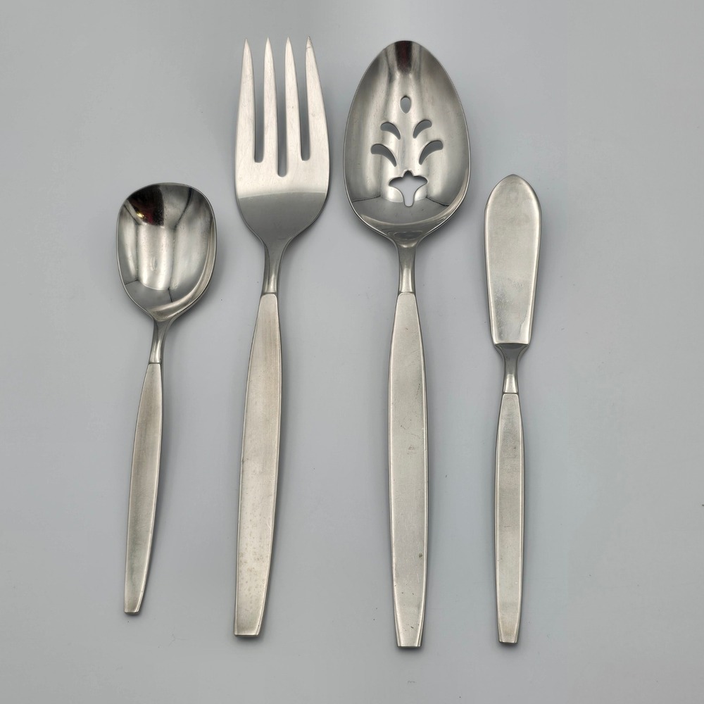 Oneida Community Stainless Frostfire Flatware Spoon Fork Knife Host Set Vintage